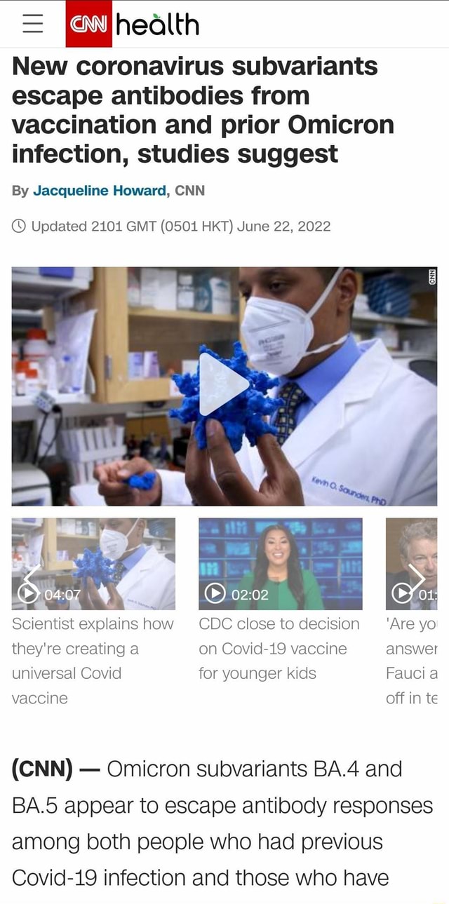 Heath New coronavirus subvariants escape antibodies from vaccination