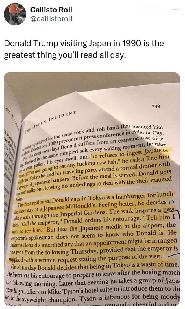 Callisto Roll callistoroll Donald Trump visiting Japan in 1990 is the