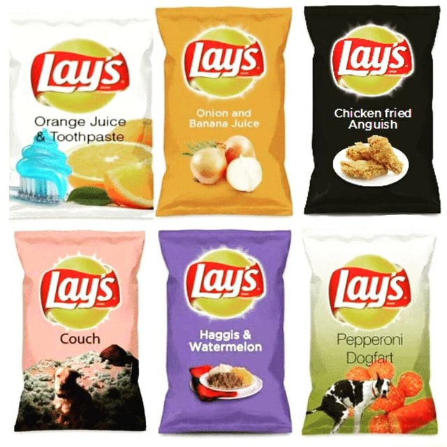 Orange Juice Toothpaste Chicken fried Anguish SS Pepperoni Dogfart AS