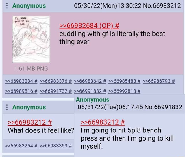 Anonymous No 66983212 Tu Wee Go 66982684 Op Cuddling With Gf Is Literally The Best Thing