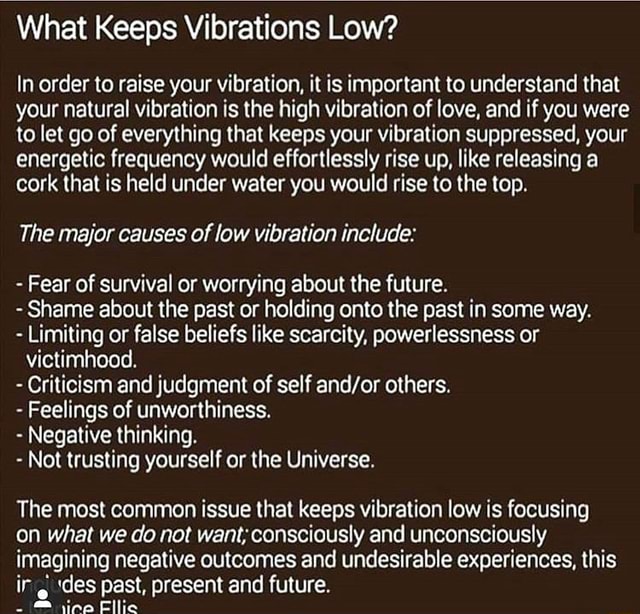 What Keeps Vibrations Low? In Order To Raise Your Vibration, It Is 