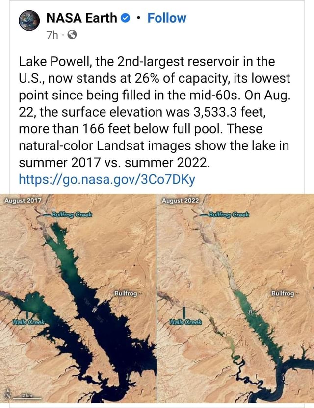 NASA Earth Follow Lake Powell, the 2ndlargest reservoir in the U.S