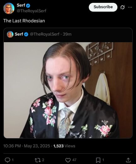 Subscribe yalSerf The Last Rhodesian @ sert @ @TheRo bbb - iFunny