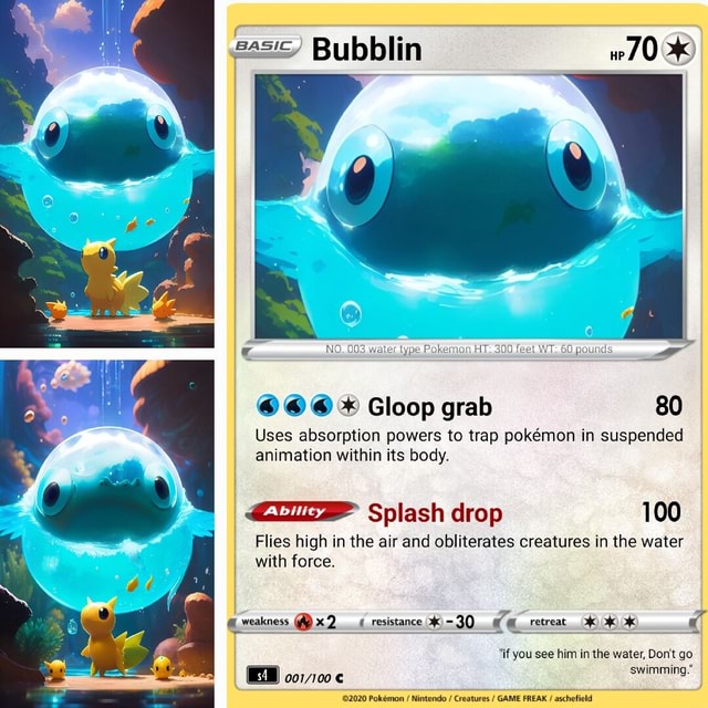 Bubblin Gloop grab 80 mater typs Uses absorption powers to trap pokemon