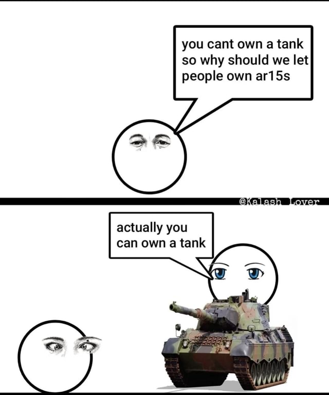 You cant own a tank so why should we let people own ar15s Ss AS Lover