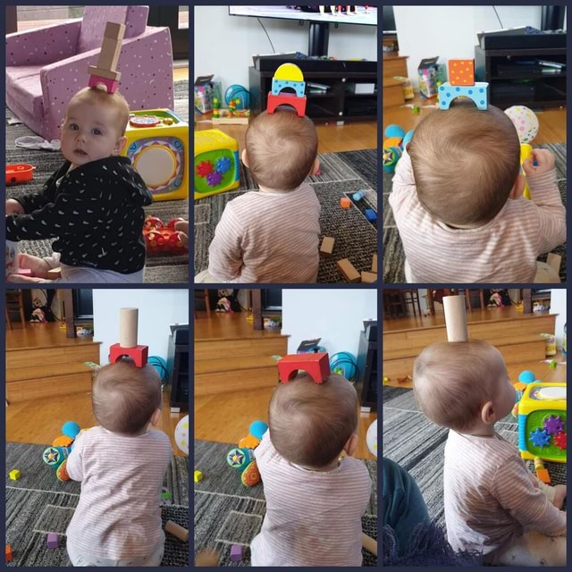 Our new game. How many blocks can we stack and hold long enough to take