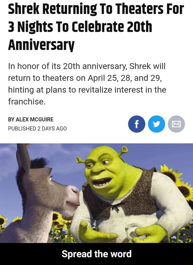 Shrek Returning To Theaters For 3 Nights To Celebrate 20th Anniversary