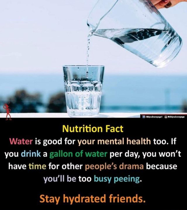 Nutrition Fact Er Is Good For Your Mental Health Too If You Drink A Gallon Of Water Per Day 8177