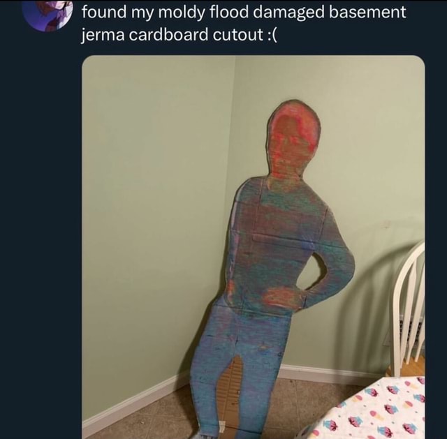 Found my moldy flood damaged basement jerma cardboard cutout iFunny