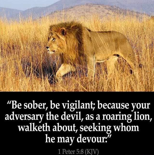 "Be sober, be vigilant; because your adversary the devil, as a roaring