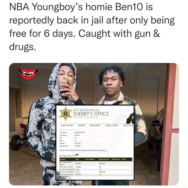 Why Is Nba Ben 10 In Jail NBA Youngboy's homie Ben10 is reportedly back in jail after only being