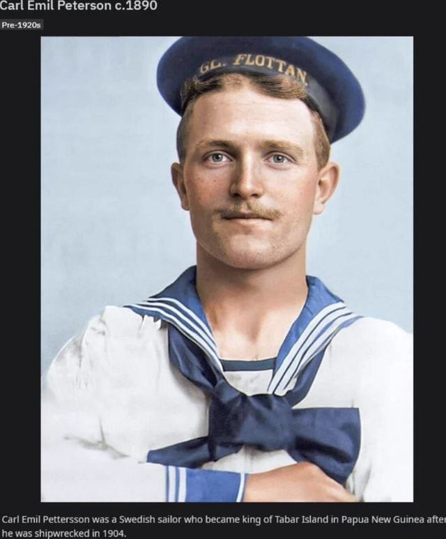 Art Emil Peterson c.1890 Carl Emil Pettersson was a Swedish sailor who ...
