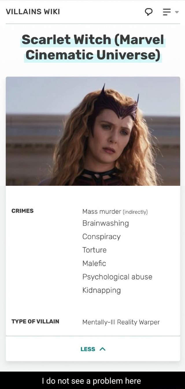 VILLAINS WIKI Scarlet Witch (Marvel Cinematic Universe) CRIMES Mass ...