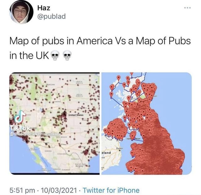 @publad ip Map of pubs in America Vs a Map of Pubs in the UK es ...