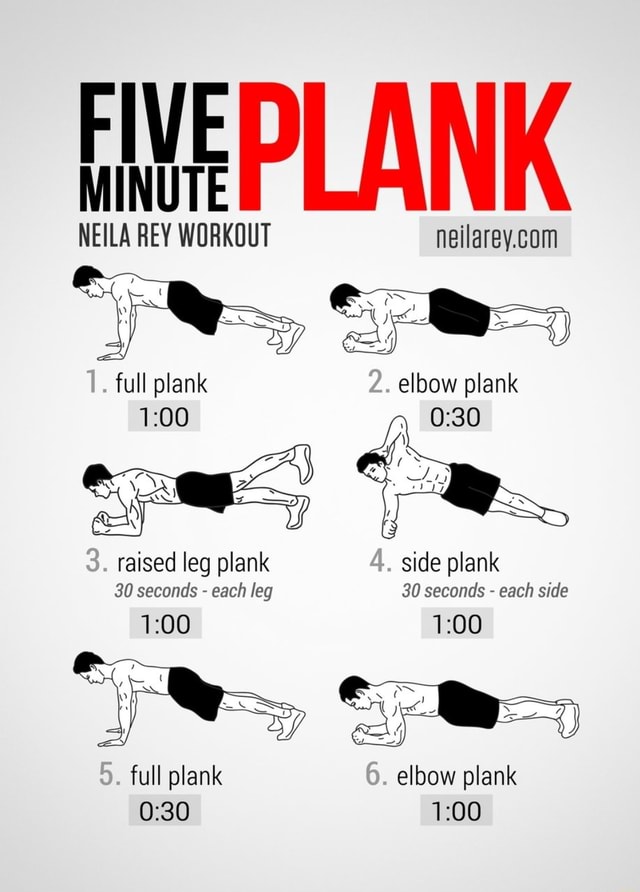 PLANK ILA REY WORKOUT yes, full plank elbow plank SA) raised leg plank side plank 30 seconds