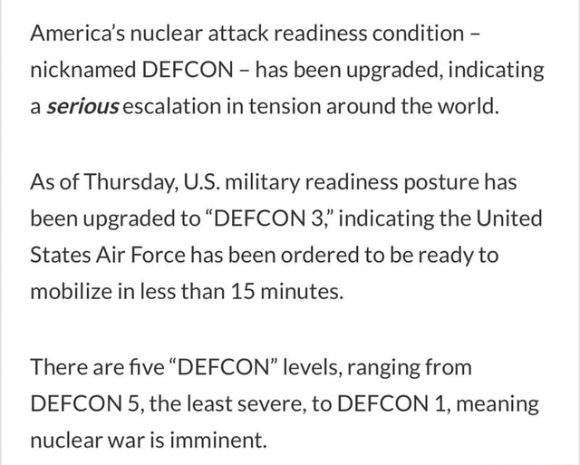 what does defcon 1 mean