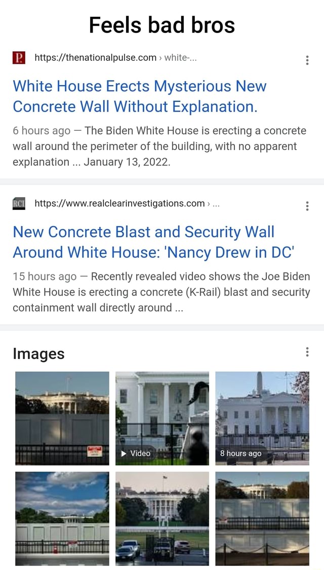 Viedo Of Christmas At The White House 2022 Feels Bad Bros Pi White-... White House Erects Mysterious New Concrete Wall  Without Explanation. 6 Hours Ago - The Biden White House Is Erecting A  Concrete Wall Around The Perimeter Of The