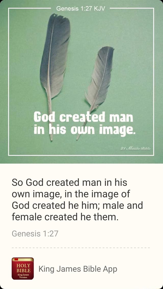 Genesis 1:27 KJV God created man in his own image. So God created man ...