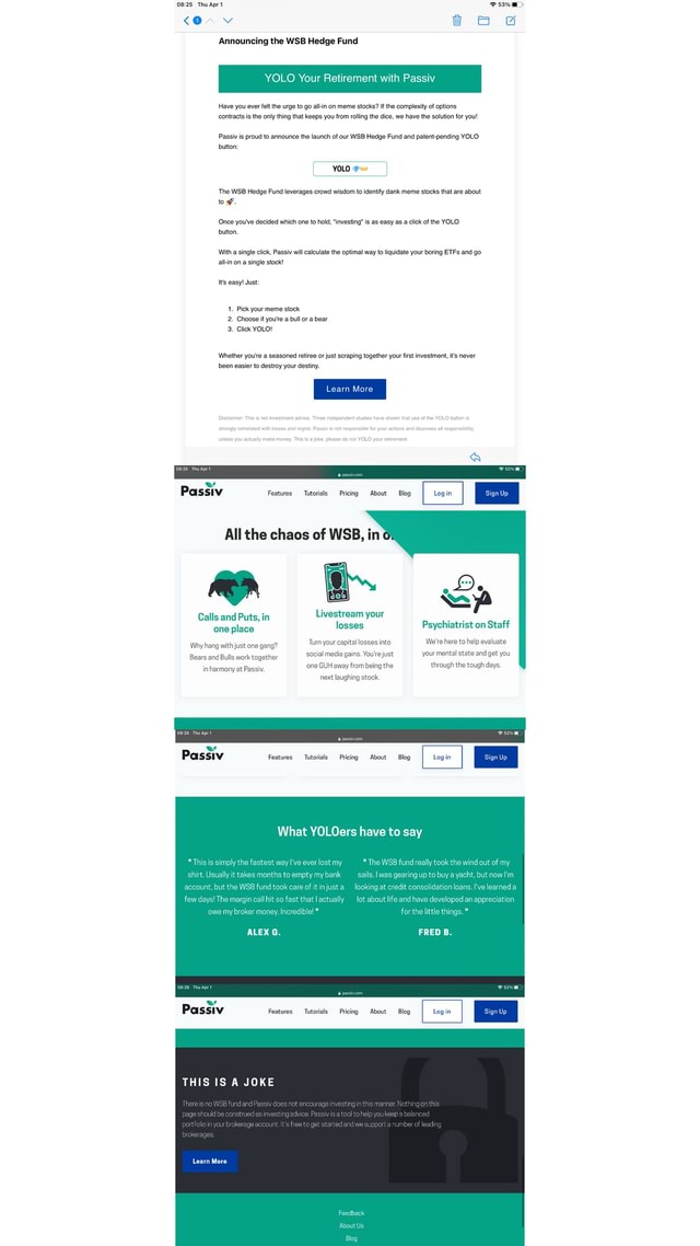 Brokerage offering a new “YOLO” button. Passiv will calculate the