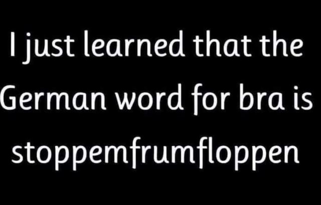 I just learned that the German word for bra is stoppemfrumfloppen - iFunny  Brazil