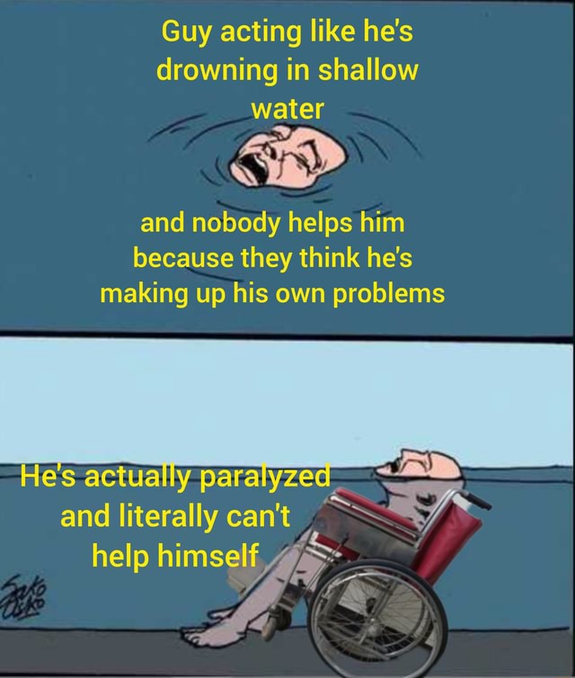 Guy acting like he's drowning in shallow water and nobody helps him