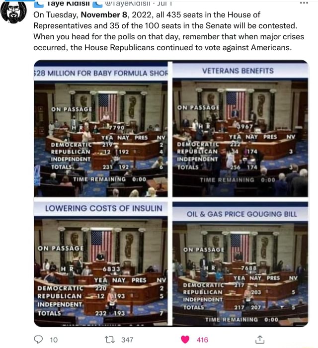 On Tuesday, November 8, 2022, all 435 seats in the House of