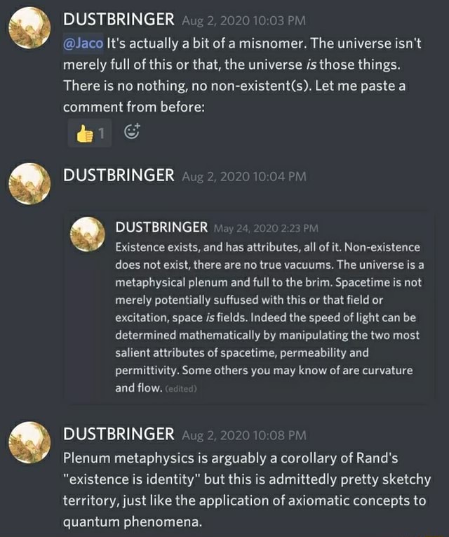 DUSTBRINGER Jaco It's actually a bit of a misnomer. The universe isn't