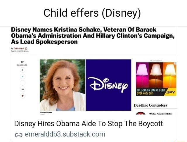 Child Effers Disney Disney Names Kristina Schake Veteran Of Barack 