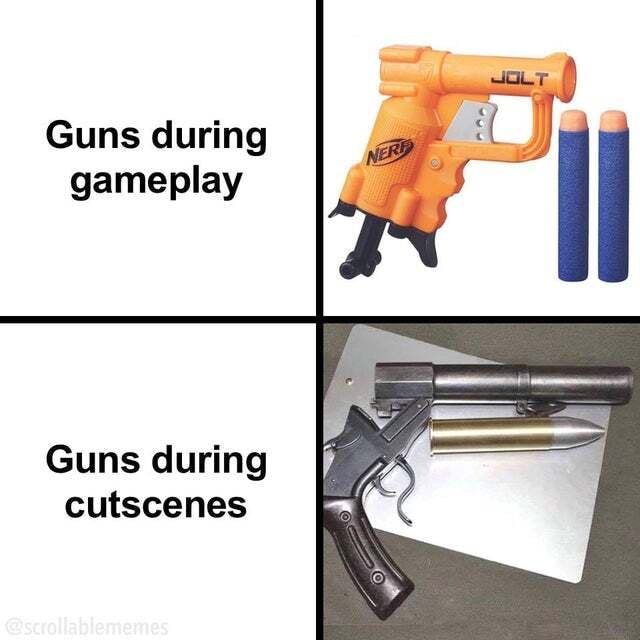 Guns during gameplay Guns during cutscenes - )