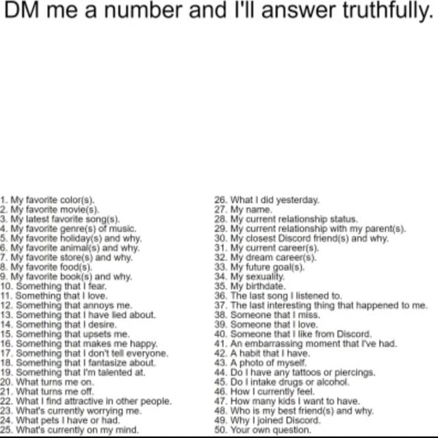DM me a number and I'll answer truthfully. favre bok) an why ...