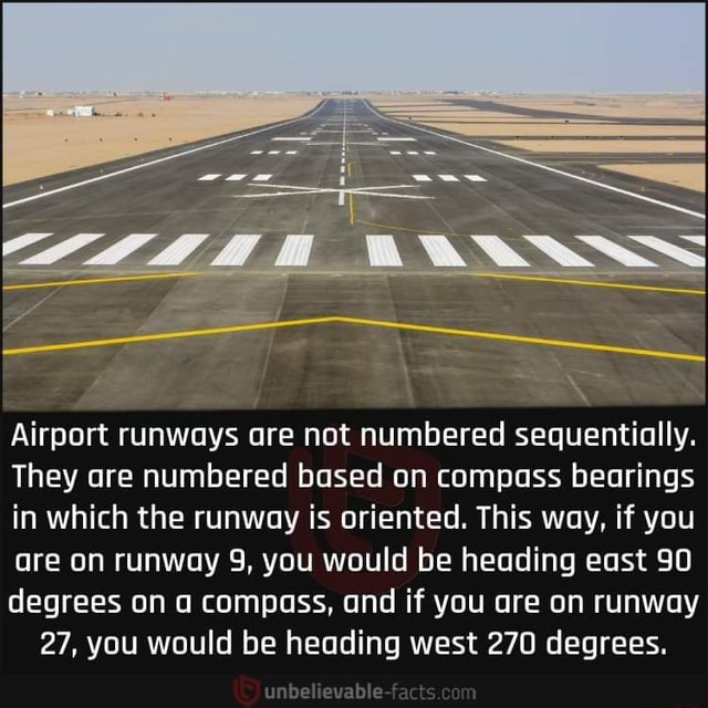 Airport runways are not numbered sequentially. They are numbered based
