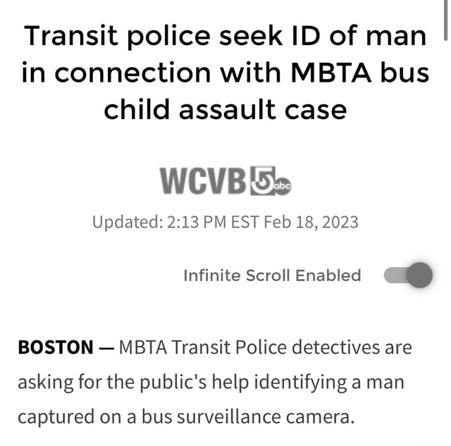 Transit police seek ID of man in connection with MBTA bus child assault ...