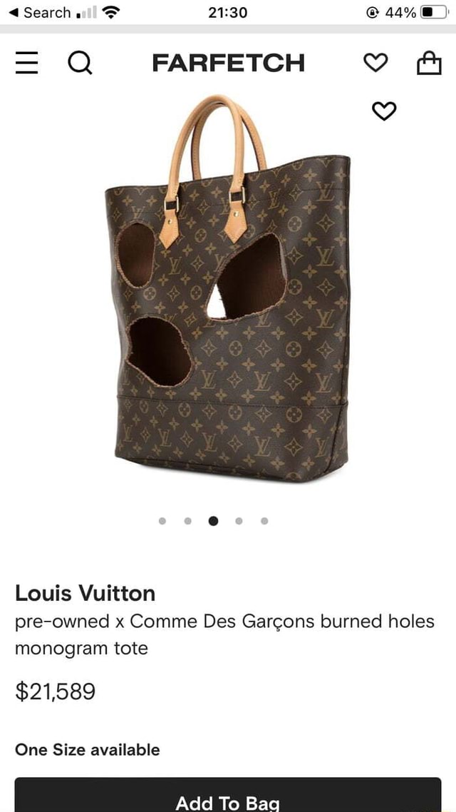 louis vuitton pre owned x comme des garcons burned holes monogram