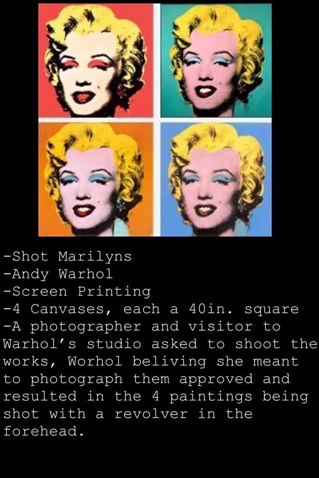 Shot Marilyns Andy Warhol Screen Printing 4 Canvases Each A 40in