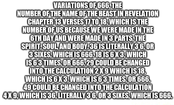 VARIATIONS OF 666, THE NUMBER OF THE NAME OF THE BEAST IN REVELATION ...