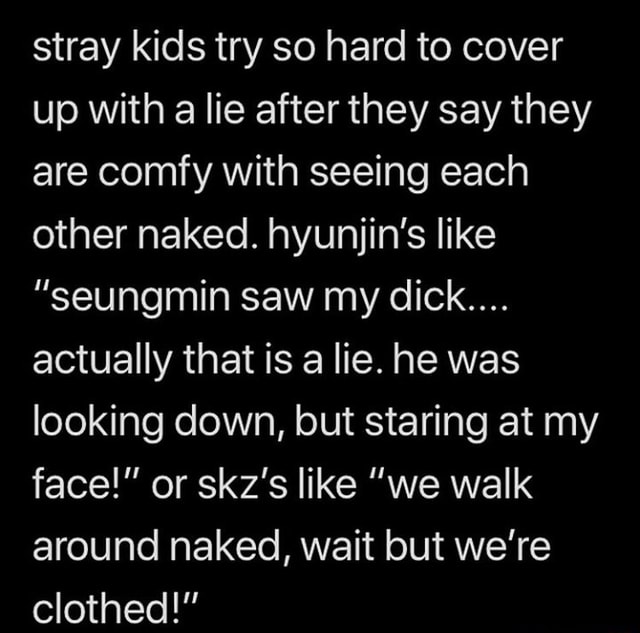 Stray kids try so hard to cover up with a lie after they say they are ...