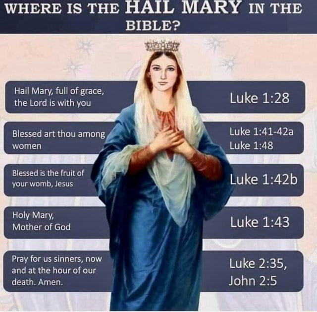 WHERE IS THE HAIL MARY IN THE BIBLE? Hail Mary, full of grace, the Lord ...