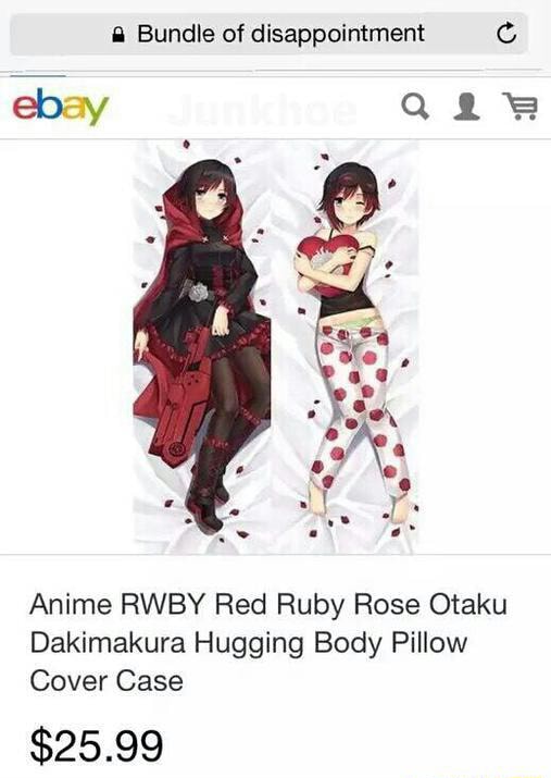 Anime RWBY Red Ruby Rose Otaku Dakimakura Hugging Body Pillow Cover