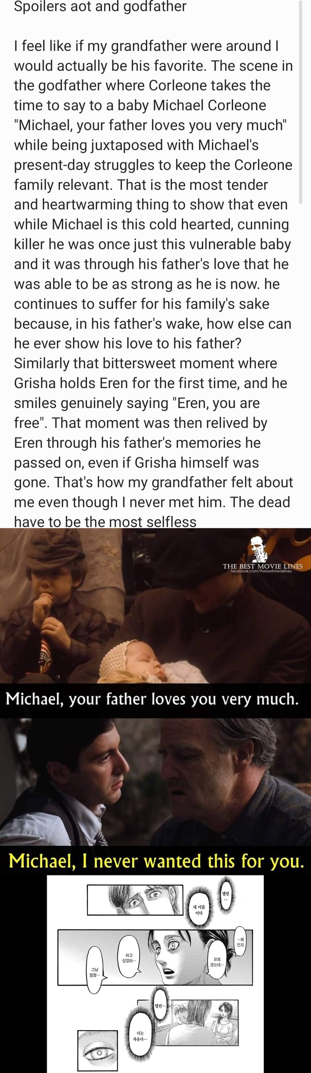 Spoilers aot and godfather I feel like if my grandfather were around I ...