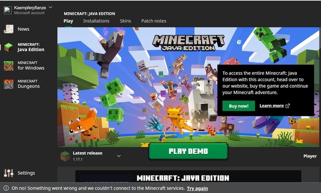 Kaempferpflanze Microsoft account MINECRAFT: JAVA EDITION Play ...