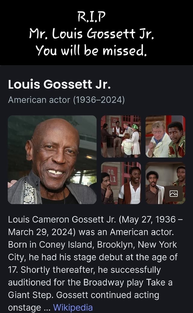 LP Mr, Louis Gossett Jr, You will be missed, Louis Gossett Jr. American