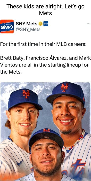 Brett Baty Francisco Álvarez And Mark Vientos Baby Mets photo NY