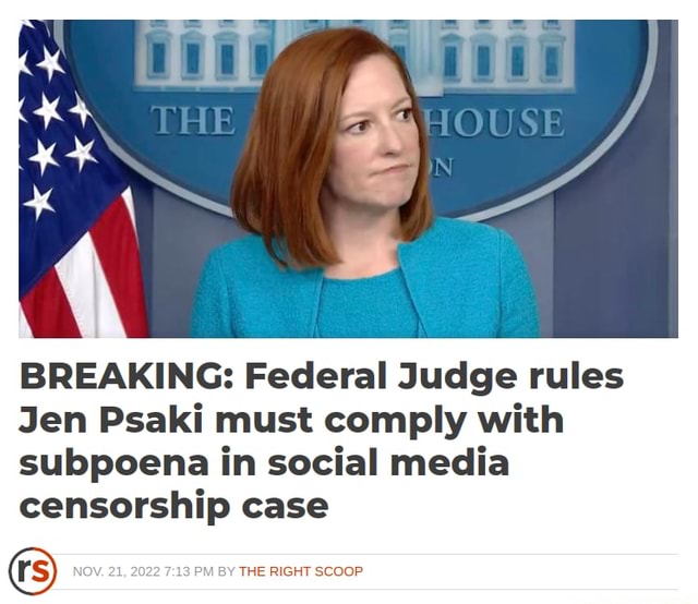 BREAKING: Federal Judge rules Jen Psaki must comply with subpoena in ...