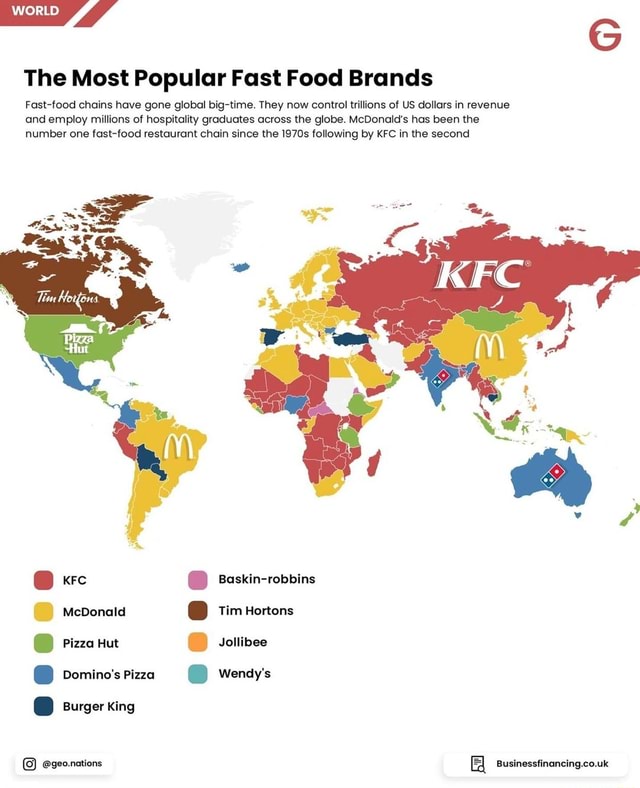 WORLD The Most Popular Fast Food Brands Fastfood chains have gone global bigtime. They now
