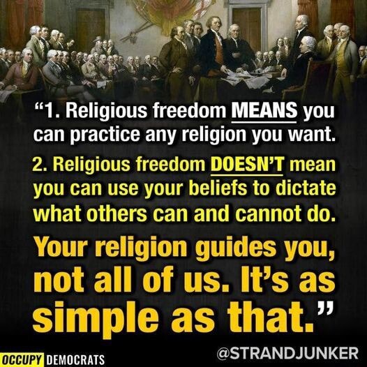 Religious freedom MEANS you can practice any religion you want. 2 ...