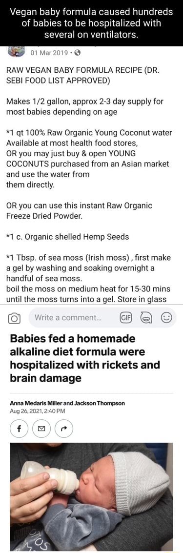 Homemade vegan best sale baby formula