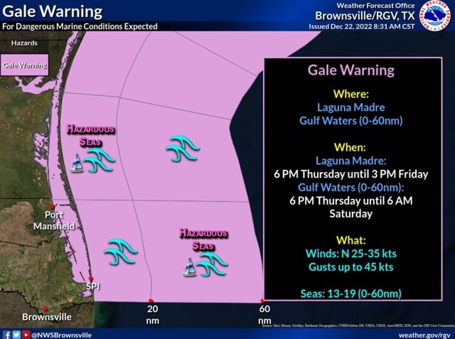 Gale Warning For Dangerous Marine Conditions Expected Hazards ...