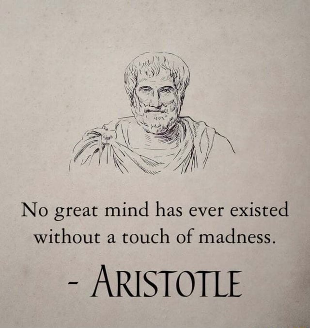 No great mind has ever existed without a touch of madness. - ARISTOTLE ...