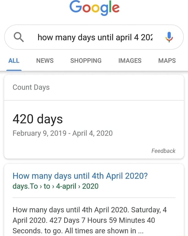 Go Gle Q How Many Days Until April 4 202