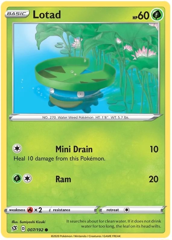 No270 Water Weed Pokemon Ht 18 Mini Drain 10 Heal 10 Damage